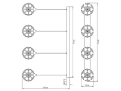 LED Pendelleuchte VIRINA 4-flammig Silber mit Kristall Glaskugeln, Breite 93cm