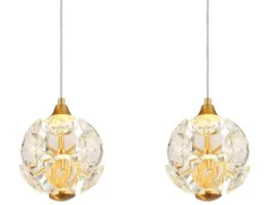 LED Pendelleuchte VIRINA 4-flammig Gold mit Kristall Glaskugeln, Breite 93cm