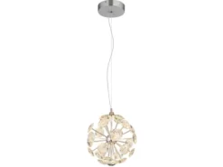 LED Pendelleuchte VIRINA Silber Kugellampe aus K9 Kristallen, Ø 28cm