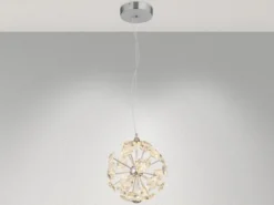 LED Pendelleuchte VIRINA Silber Kugellampe aus K9 Kristallen, Ø 28cm