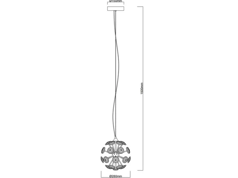 LED Pendelleuchte VIRINA Silber Kugellampe aus K9 Kristallen, Ø 28cm