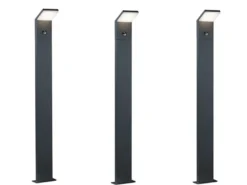 LED Pfostenleuchte mit Bewegungsmelder im 3er SET Anthrazit IP54 H.100 cm