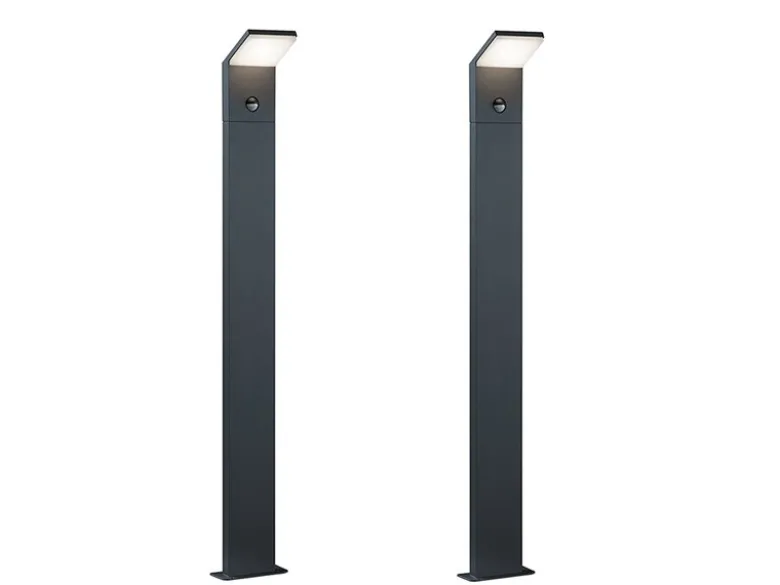 LED Pfostenleuchte mit Bewegungsmelder 2er SET Anthrazit IP54 H.100 cm