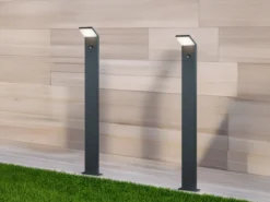 LED Pfostenleuchte mit Bewegungsmelder 2er SET Anthrazit IP54 H.100 cm