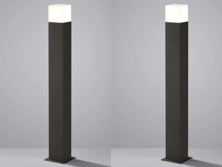 LED Pollerleuchte 2er Set in Anthrazit Höhe 80cm IP44 - Außenleuchte Wegeleuchte