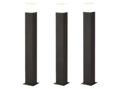 LED Pollerleuchte 3er Set in Anthrazit Höhe 80cm IP44 - Außenleuchte Wegeleuchte