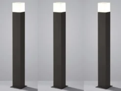 LED Pollerleuchte 3er Set in Anthrazit Höhe 80cm IP44 - Außenleuchte Wegeleuchte