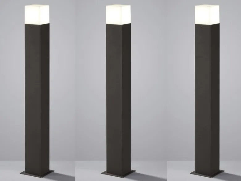 LED Pollerleuchte 3er Set in Anthrazit Höhe 80cm IP44 - Außenleuchte Wegeleuchte