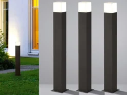LED Pollerleuchte 3er Set in Anthrazit Höhe 80cm IP44 - Außenleuchte Wegeleuchte