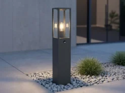 LED Pollerleuchte mit Bewegungsmelder in Anthrazit, Höhe 80cm