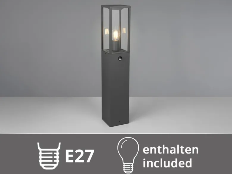 LED Pollerleuchte mit Bewegungsmelder in Anthrazit, Höhe 80cm