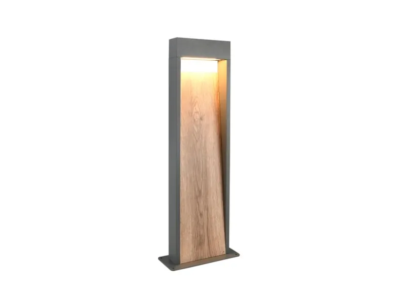 LED Pollerleuchte SALMON in Anthrazit & Holzoptik, Höhe 60cm