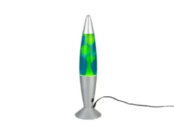LED Raketen Lavalampe VESUV im 90er Jahre Design, Silber Grün Blau, Höhe 41,5cm