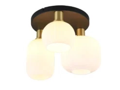 LED Retro Deckenleuchte 3-flammig mit Glasschirmen in Weiß, Ø 39cm