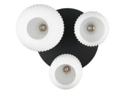 LED Retro Deckenleuchte 3-flammig mit Glasschirmen in Weiß, Ø 39cm