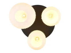 LED Retro Deckenleuchte 3-flammig mit Glasschirmen in Weiß, Ø 39cm