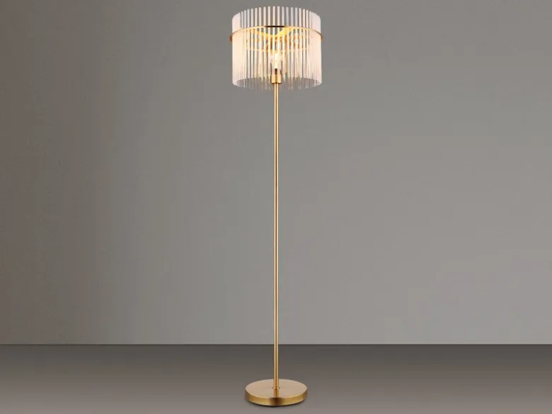 LED Retro Stehleuchte mit transparenten Echtglas Stäben, Höhe 152cm