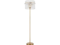 LED Retro Stehleuchte mit transparenten Echtglas Stäben, Höhe 152cm