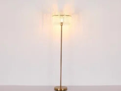 LED Retro Stehleuchte mit transparenten Echtglas Stäben, Höhe 152cm