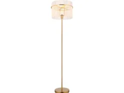 LED Retro Stehleuchte mit transparenten Echtglas Stäben, Höhe 152cm