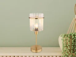 LED Retro Tischleuchte mit transparenten Echtglas Stäben, Höhe 37,5cm