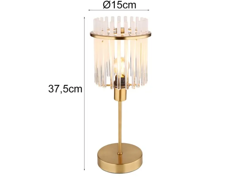 LED Retro Tischleuchte mit transparenten Echtglas Stäben, Höhe 37,5cm