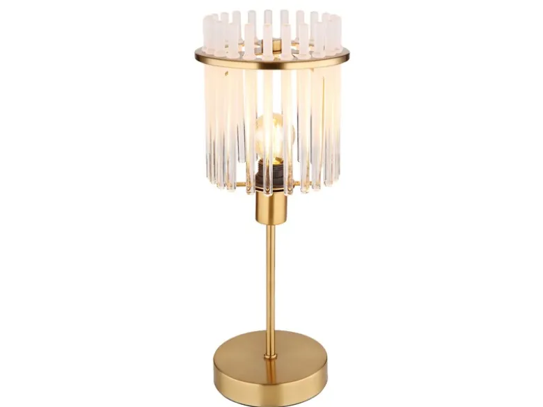 LED Retro Tischleuchte mit transparenten Echtglas Stäben, Höhe 37,5cm