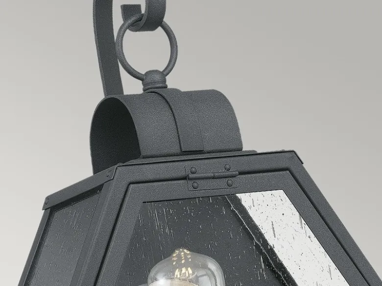 LED Rustikale Außenwand Laterne hängend sechseckig, Schwarz Höhe 48cm