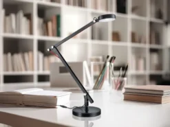 LED Schreibtischlampe AMSTERDAM Schwarz, auch zum Klemmen, Höhe max. 90cm