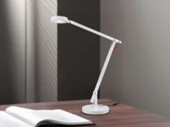 LED Schreibtischlampe AMSTERDAM Weiß, auch zum Klemmen, Höhe max. 90cm