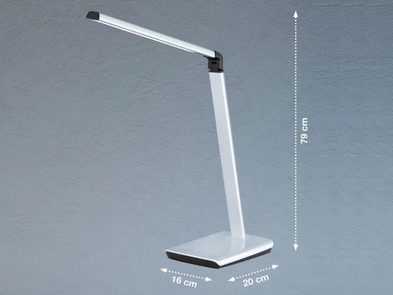 LED Schreibtischlampe BRIGHT Silber dimmbar & Tageslicht, Höhe 79cm