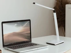 LED Schreibtischlampe BRIGHT Silber dimmbar & Tageslicht, Höhe 79cm