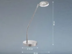 LED Schreibtischlampe DENT Silber mit Dimmer, Höhe 60cm