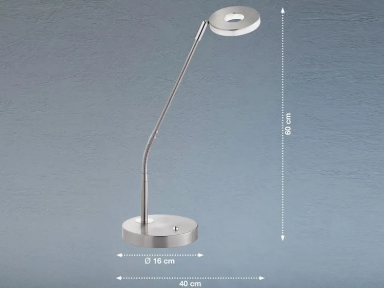 LED Schreibtischlampe DENT Silber mit Dimmer, Höhe 60cm
