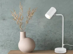 LED Schreibtischlampe in Weiß matt, Spot schwenkbar, Höhe 45cm