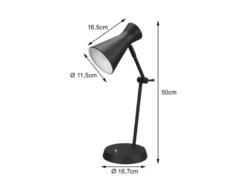 LED Schreibtischlampe mit Gelenkarm Metallschirm in Schwarz, Höhe 50cm