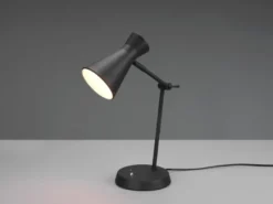 LED Schreibtischlampe mit Gelenkarm Metallschirm in Schwarz, Höhe 50cm