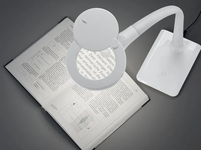 LED Schreibtischlampen 2er Set Weiß flexibel mit Lupe, 3fach Dimmer