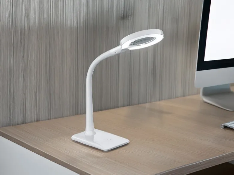 LED Schreibtischlampen 2er Set Weiß flexibel mit Lupe, 3fach Dimmer