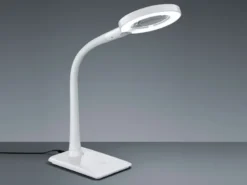 LED Schreibtischlampen 2er Set Weiß flexibel mit Lupe, 3fach Dimmer