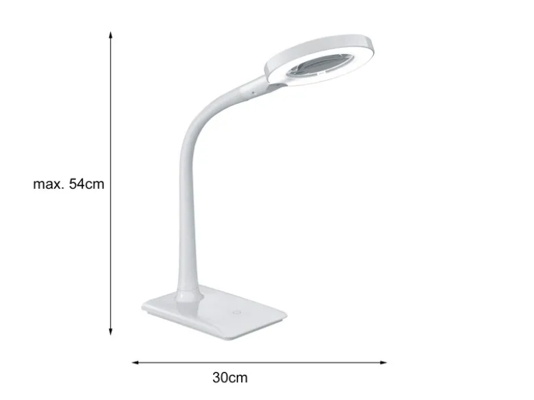 LED Schreibtischlampen 2er Set Weiß flexibel mit Lupe, 3fach Dimmer