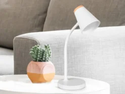 LED Schreibtischlampe PONGO Weiß flexibel biegsam, Höhe 36cm
