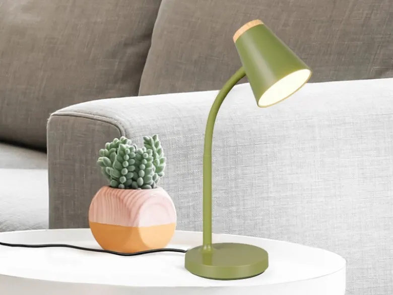 LED Schreibtischlampe PONGO Grün flexibel biegsam, Höhe 36cm