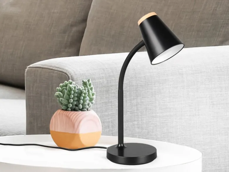LED Schreibtischlampe PONGO Schwarz flexibel biegsam, Höhe 36cm