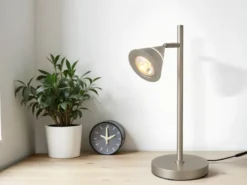 LED Schreibtischlampe ROMEO dimmbar mit schwenkbarem Spot Silber, Höhe 40cm