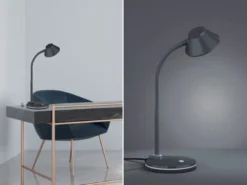 LED Schreibtischleuchte BERRY flexibel, Kunststoff Titan, 33cm hoch