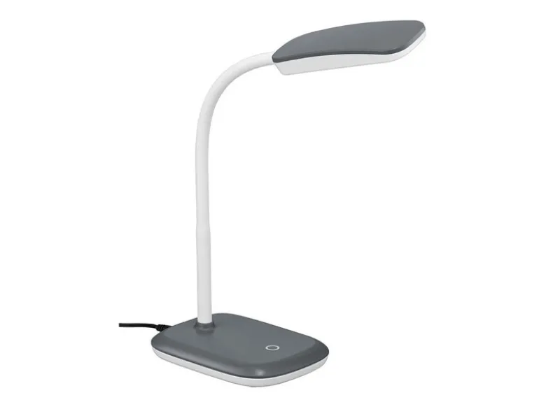 LED Schreibtischleuchte BOA in Grau mit Flex Gelenk & 4-fach Dimmer, 36cm