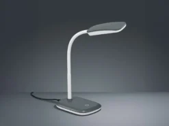 LED Schreibtischleuchte BOA in Grau mit Flex Gelenk & 4-fach Dimmer, 36cm