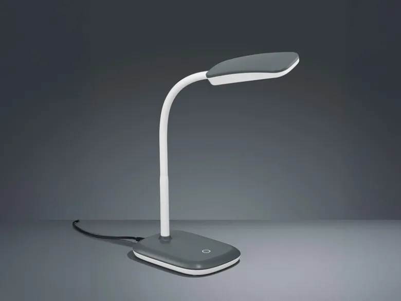 LED Schreibtischleuchte BOA in Grau mit Flex Gelenk & 4-fach Dimmer, 36cm