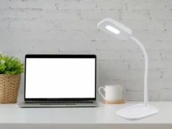 LED Schreibtischleuchte BOA in Weiß mit Flex Gelenk & 4-fach Dimmer, 36cm